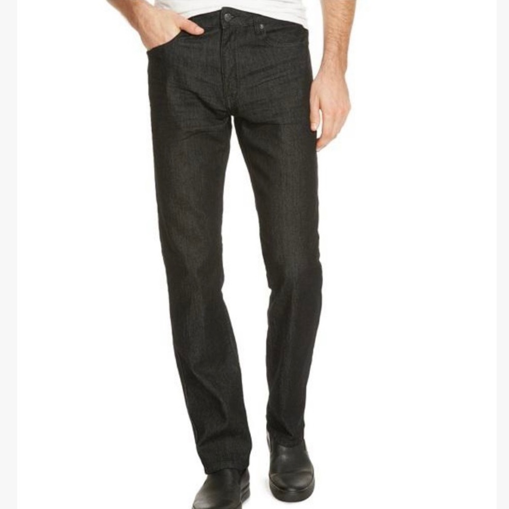 Kenneth Cole Reaction Men's Straight-Fit Charcoal Jeans, size 34X34